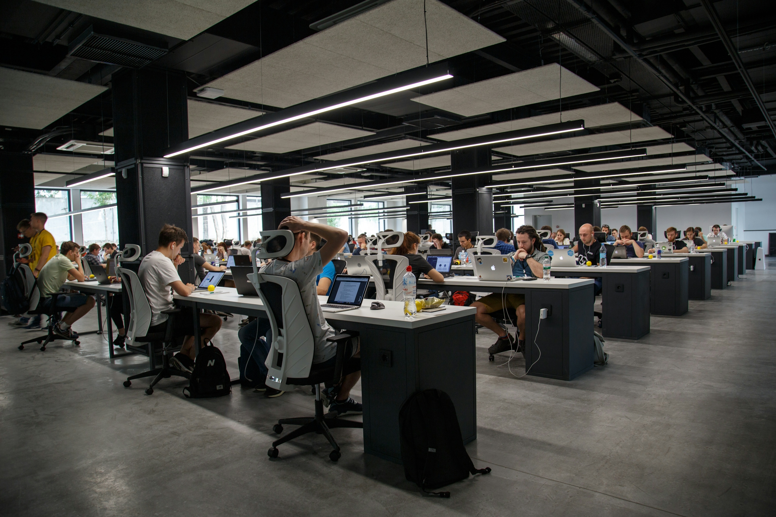 Open-plan office with modern furniture