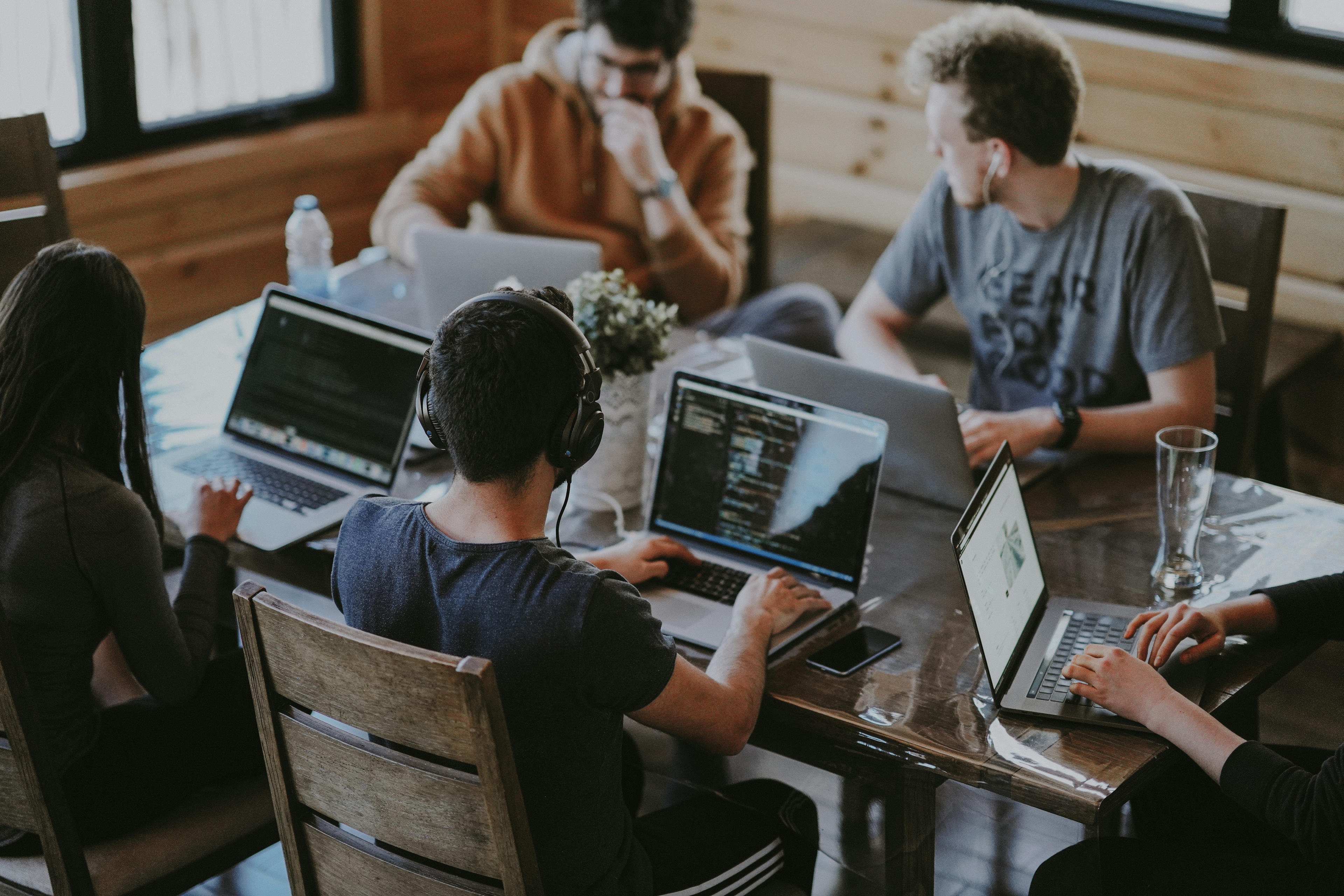 Diverse business team collaborating on a client project